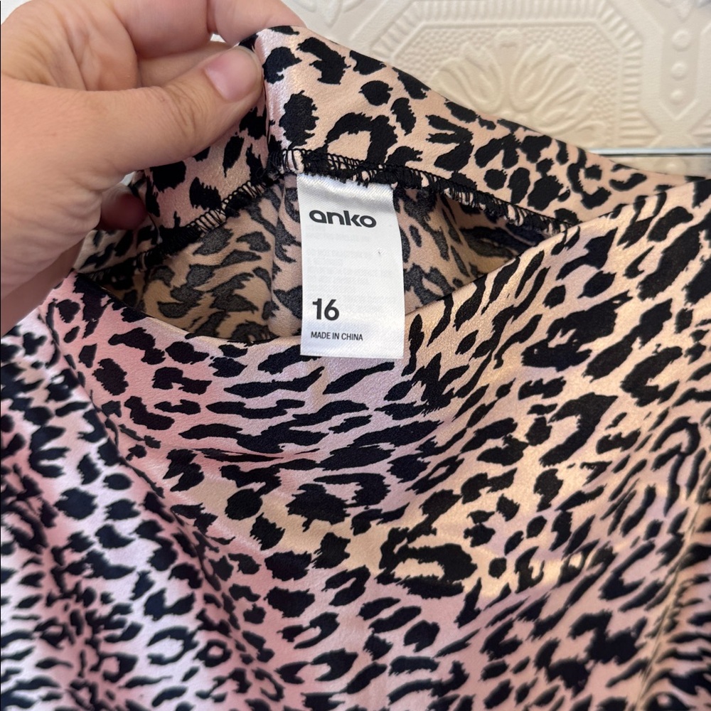 Anko Slim Satin Midi Skirt - Leopard - Picture 4 of 5